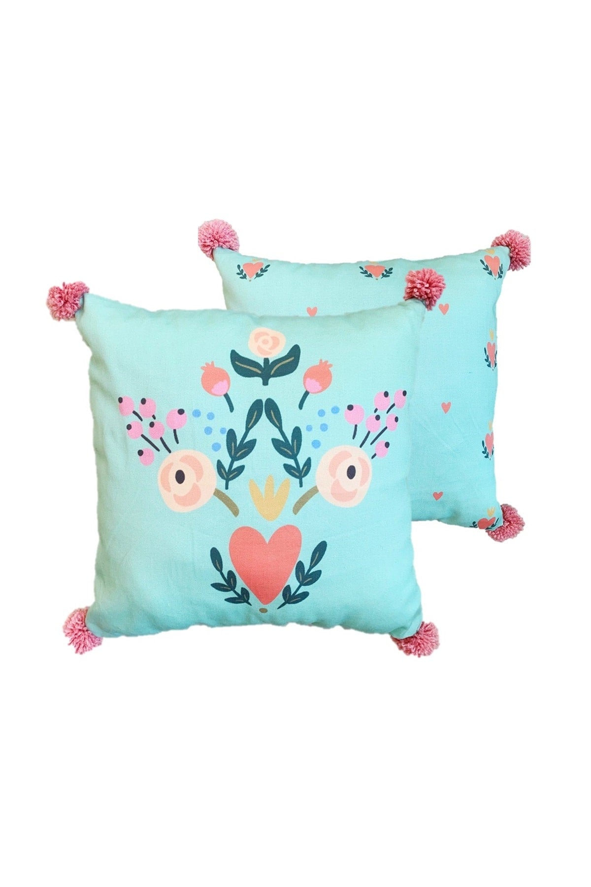 Asu Baby&Kids-Floral Organik Pamuk Kırlent- Dolgulu 2'Li-Kırlent-1-Milagron.com
