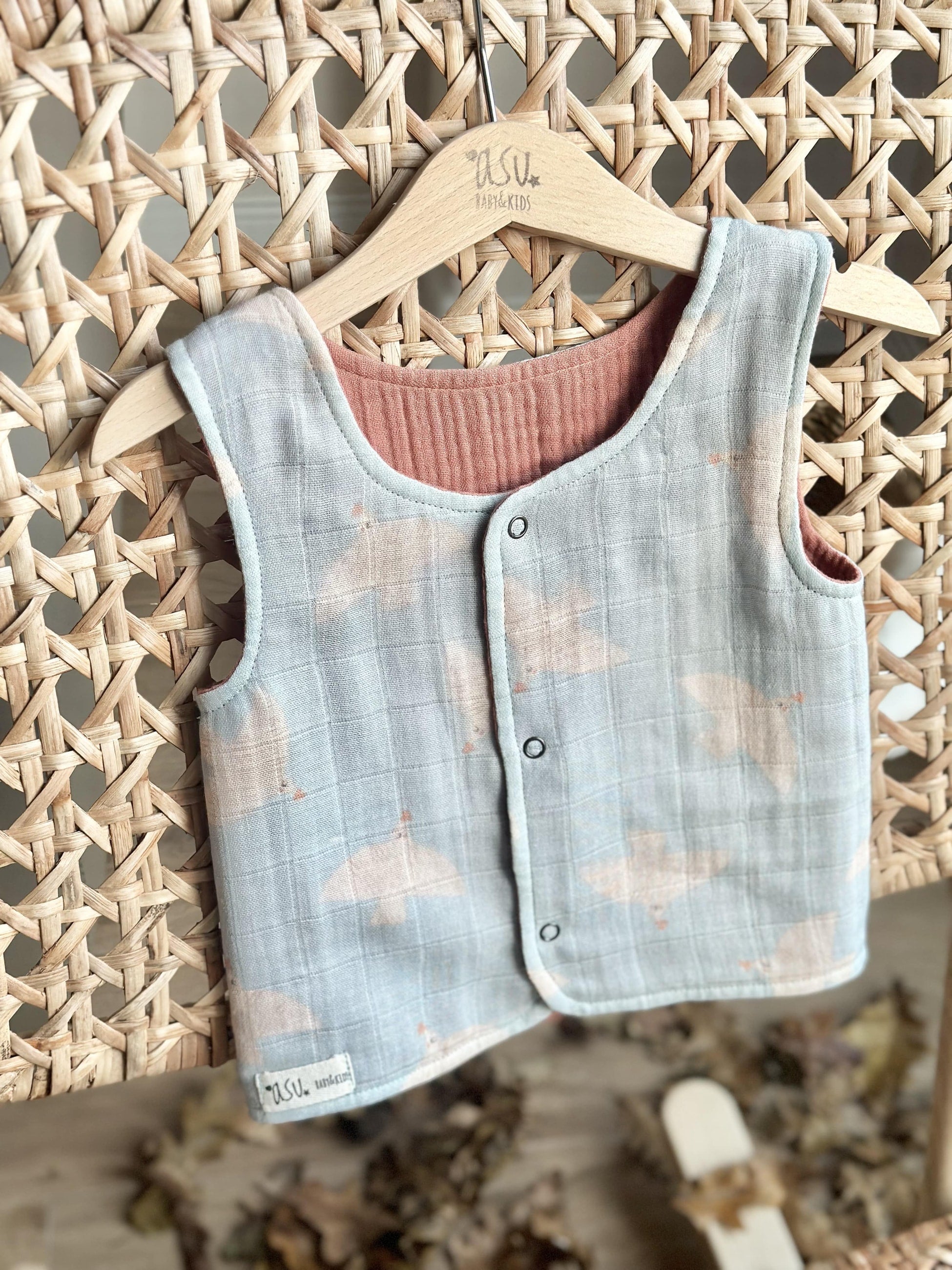 Asu Baby&Kids-Freebird Müslin Çift Taraflı Yelek-Yelek-1-Milagron.com