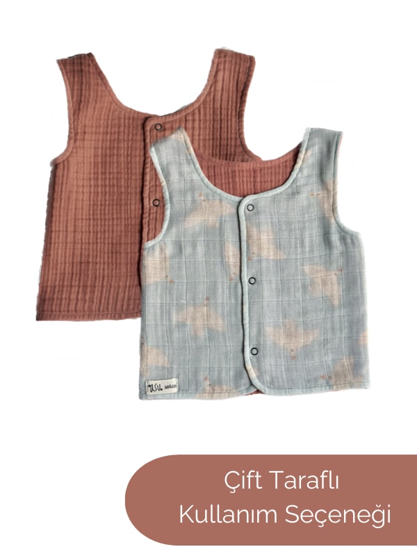 Asu Baby&Kids-Freebird Müslin Çift Taraflı Yelek-Yelek-2-Milagron.com
