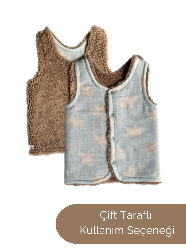 Asu Baby&Kids-Freebird Teddy Çift Taraflı Yelek-Yelek-2-Milagron.com