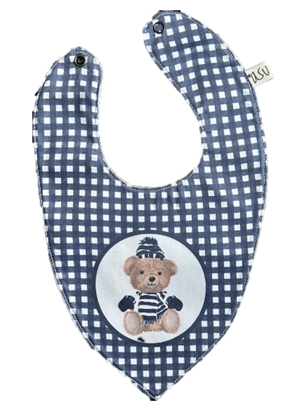 Asu Baby&Kids Organik Pamuk Önlük Vintage Bear Lacivert