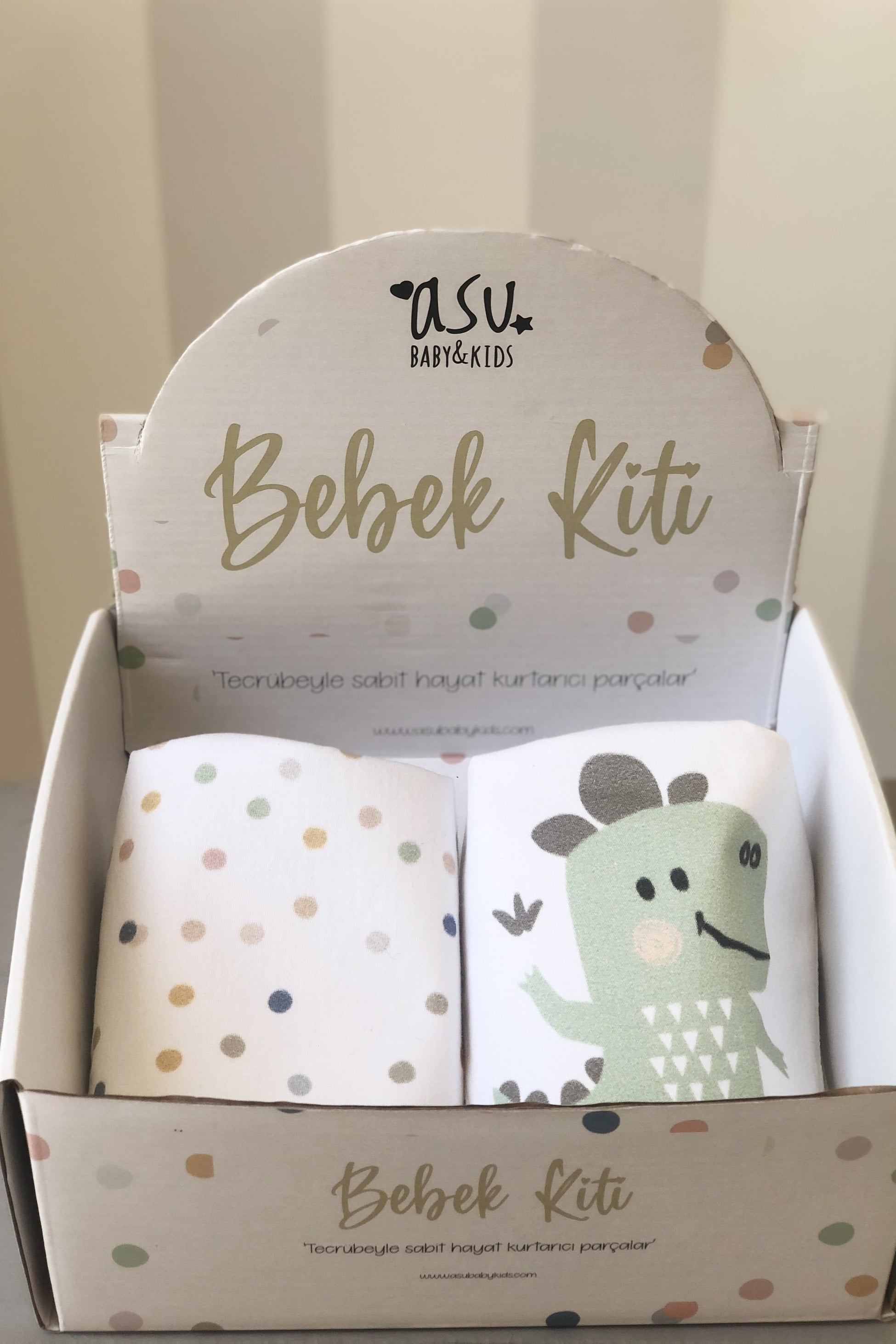 Asu Baby&Kids Pastel Mix&Match 2'Li Organik Pamuk Önlük Dino-Dot