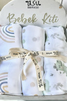 Asu Baby&Kids Pastel Mix&Match 3'Lü Organik Bambu Pamuk Müslin Dino-Dot-Rainbow