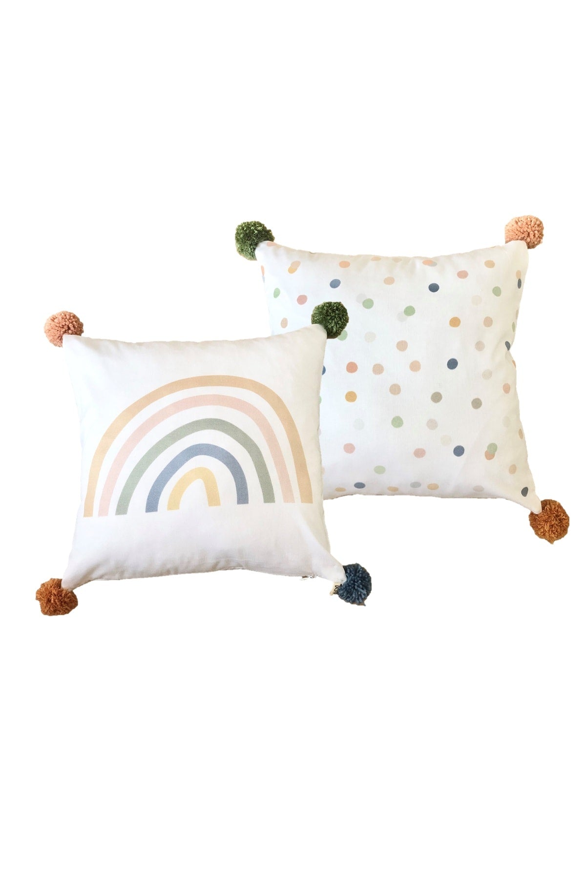 Asu Baby&Kids-Pastel Rainbow Organik Pamuk Kırlent- Dolgulu 2'Li-Kırlent-1-Milagron.com