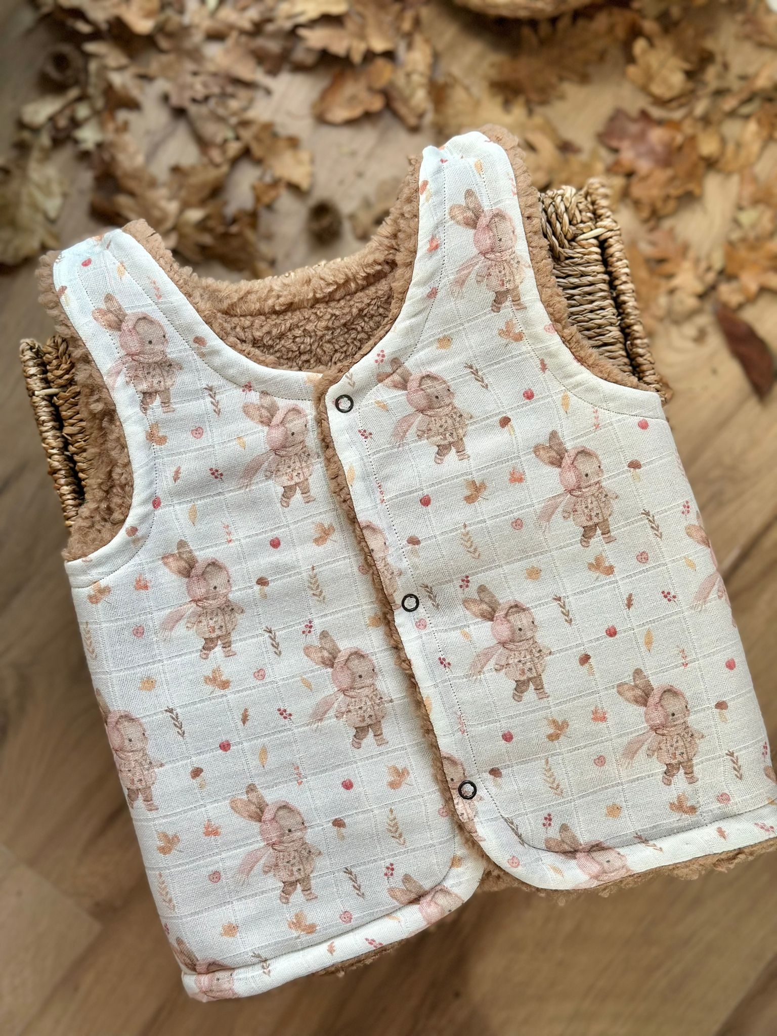 Asu Baby&Kids-Ponpony Teddy Çift Taraflı Yelek-Yelek-1-Milagron.com