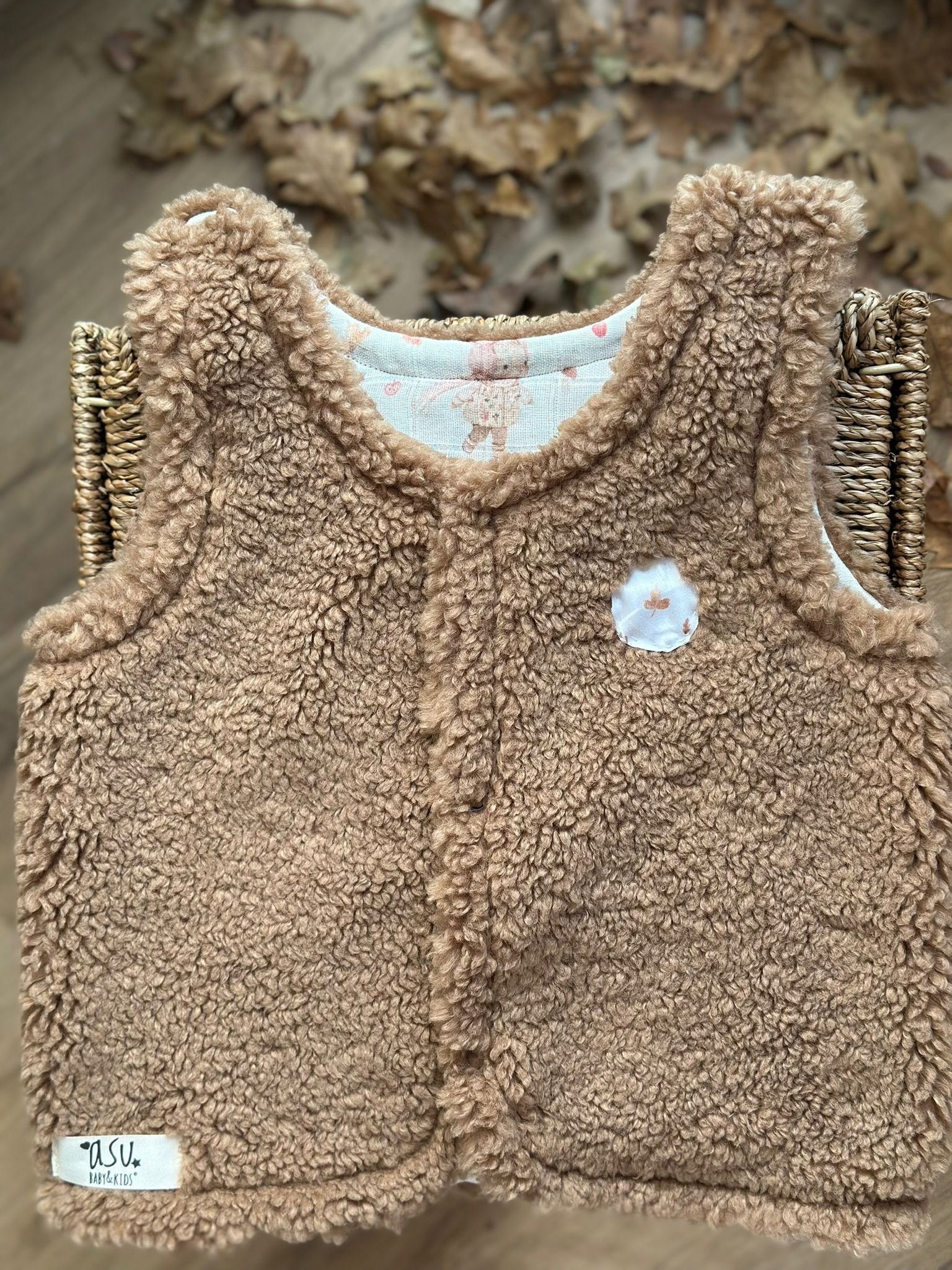 Asu Baby&Kids-Ponpony Teddy Çift Taraflı Yelek-Yelek-3-Milagron.com