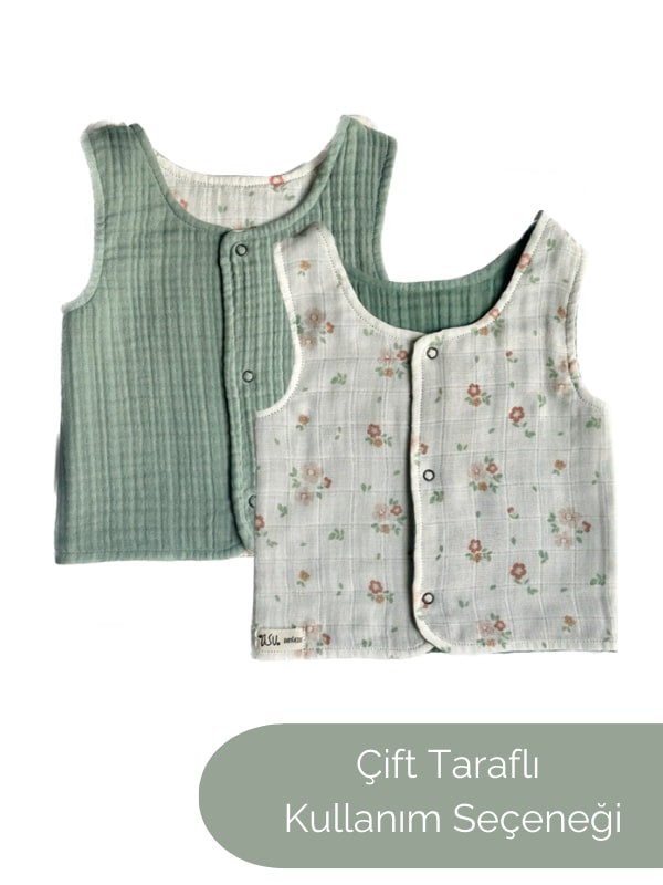Asu Baby&Kids-Romantic Müslin Çift Taraflı Yelek-Yelek-2-Milagron.com