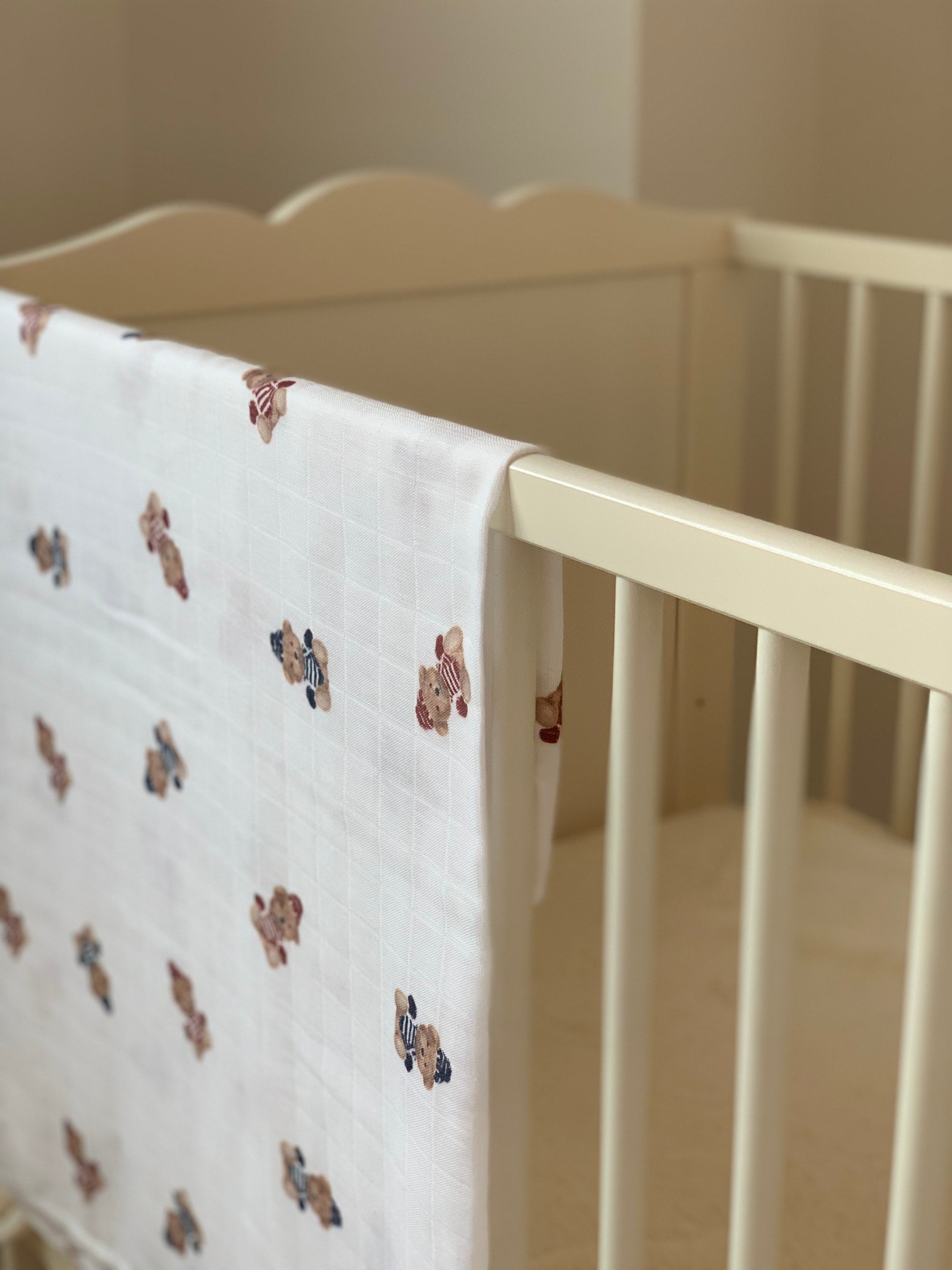 Outlet Vintage Ayı Organik Bambu Pamuk Müslin Örtü