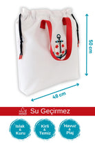 Atelier Bomonti-Marin Çapa Desen Su Geçirmez Islak Kuru, Kirli Temiz,plaj Havuz Fonksiyonel Çanta-Omuz Çantası-2-Milagron.com