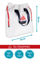 Atelier Bomonti-Marin Kayık Desen Su Geçirmez Islak Kuru, Kirli Temiz,plaj Havuz Fonksiyonel Çanta-Omuz Çantası-2-Milagron.com