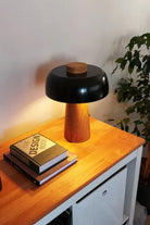 Atolye Store-Ahşap Mantar Masa Lambası Mat Siyah-Masa Lambası-3-Milagron.com