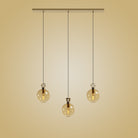 Atolye Store-Globe Pirinç Detaylı üçlü Set Lineer-Avize-3-Milagron.com