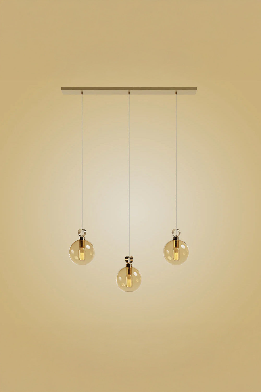 Atolye Store-Globe Pirinç Detaylı Üçlü Set Lineer-Avize-3-Milagron.com