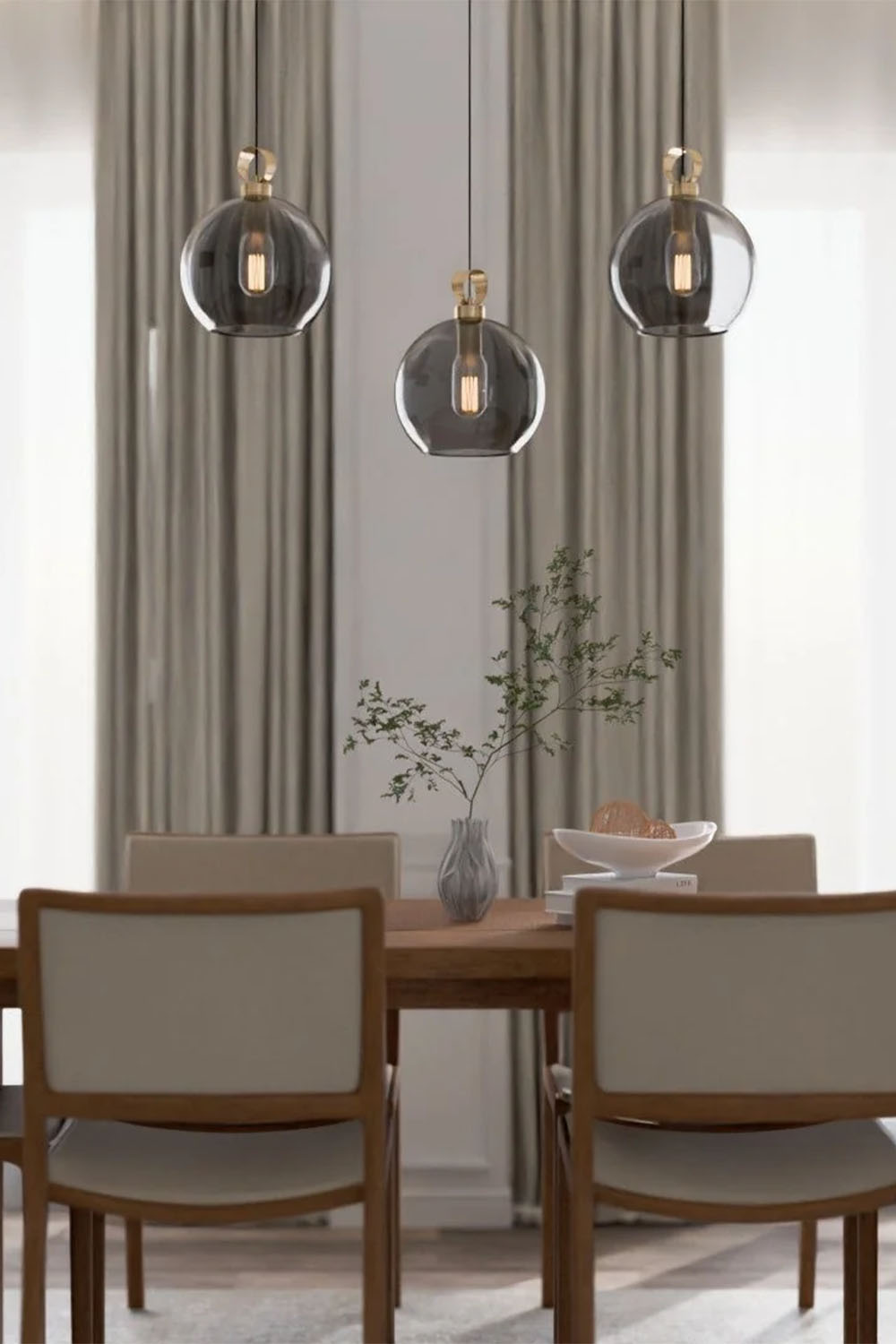 Atolye Store-Globe Pirinç Detaylı Üçlü Set Lineer-Avize-5-Milagron.com