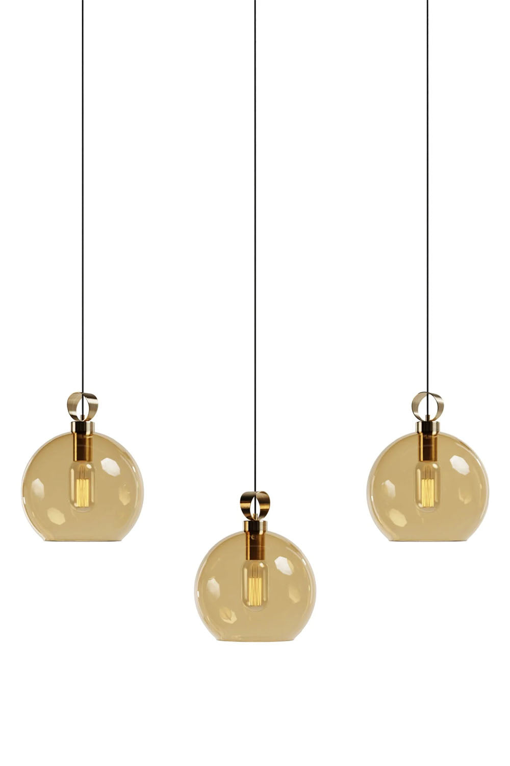 Atolye Store-Globe Pirinç Detaylı Üçlü Set Lineer-Avize-8-Milagron.com