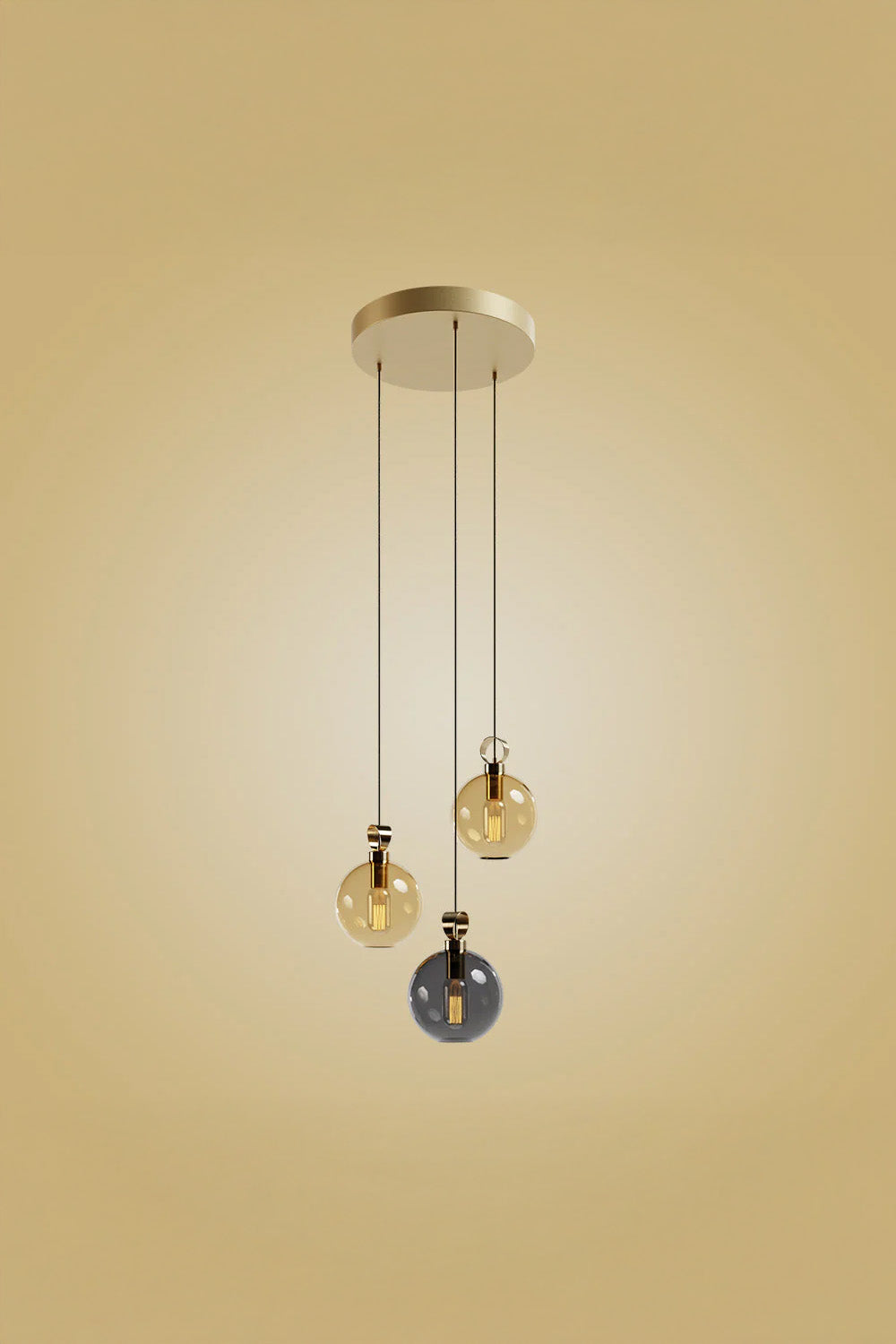 Atolye Store-Globe Pirinç Detaylı Üçlü Set Yuvarlak-Avize-8-Milagron.com