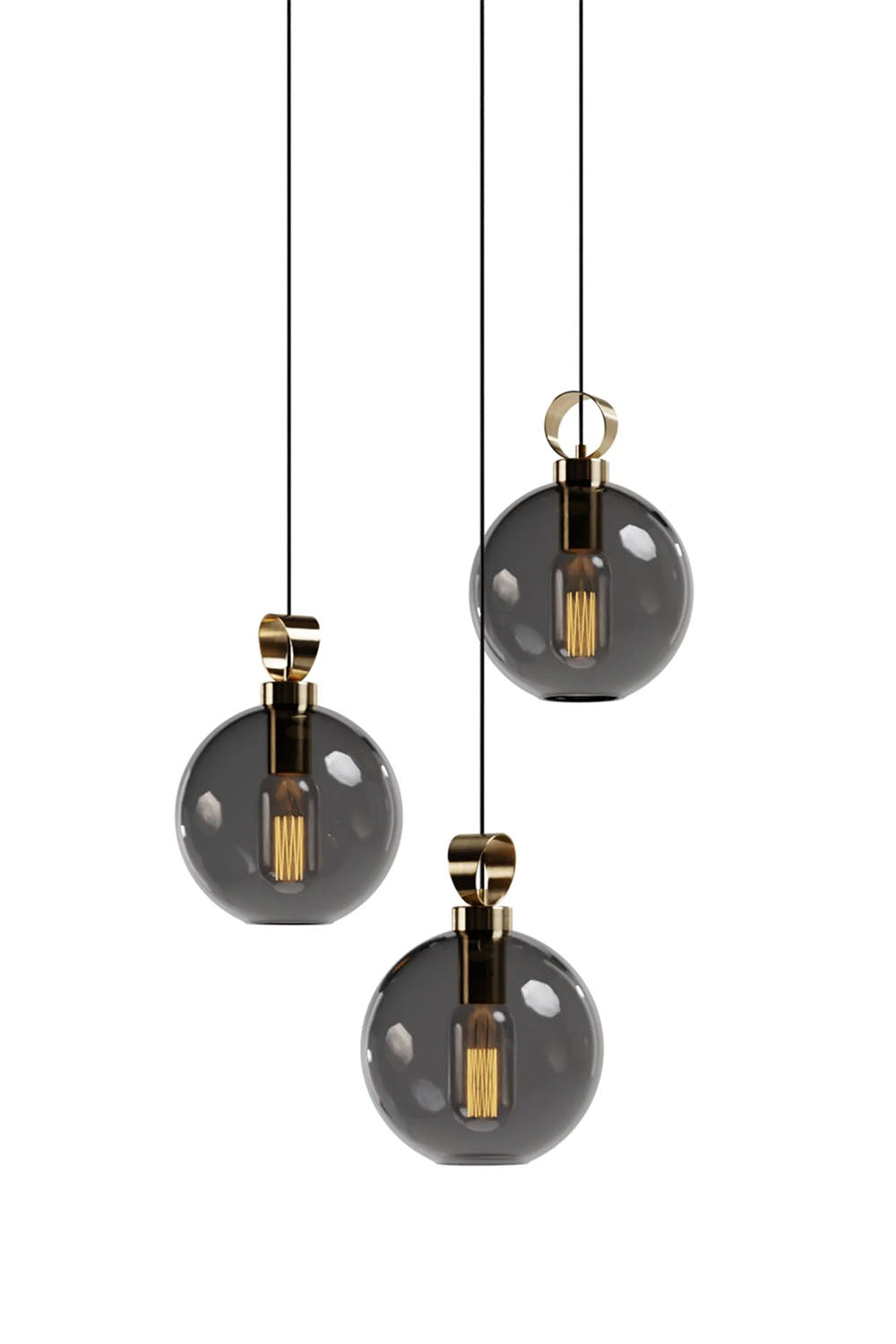 Atolye Store-Globe Pirinç Detaylı Üçlü Set Yuvarlak-Avize-2-Milagron.com