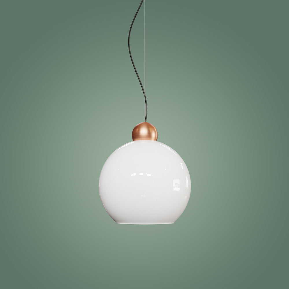 Atolye Store-Globe Sarkıt Mat Bakır Parlak Beyaz 20 Cm-Avize-3-Milagron.com