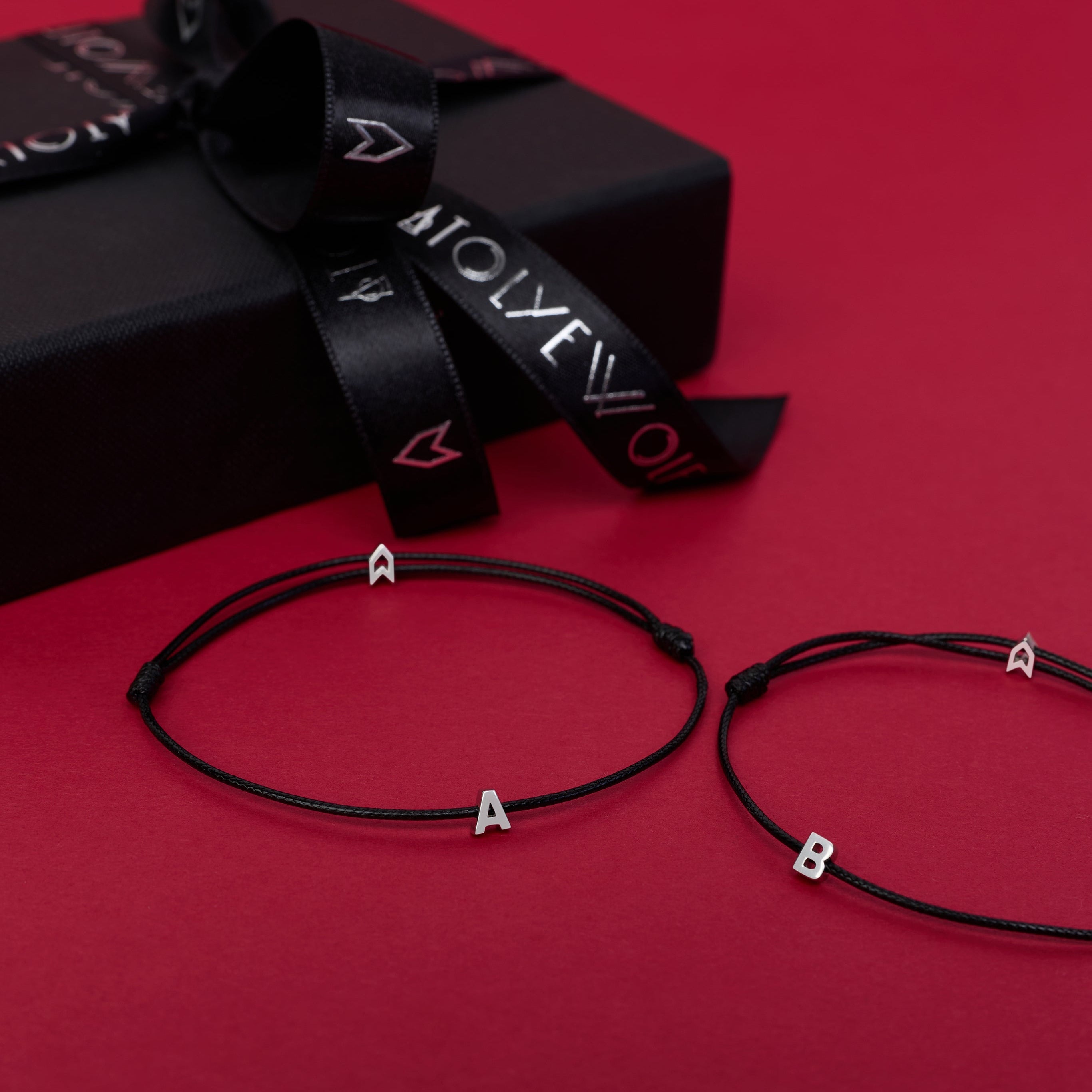 Alphabet Black Chance Bracelet In Silver