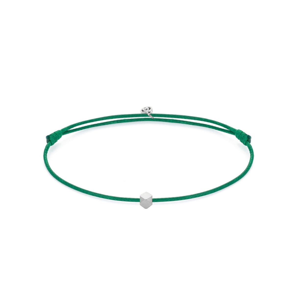 Green Cord Bracelet In Silver