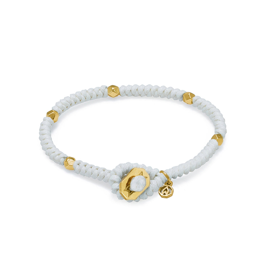 White Snake Knot Bracelet In Gold