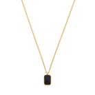 Black Baguette Necklace In Gold