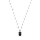 Black Baguette Necklace In Silver
