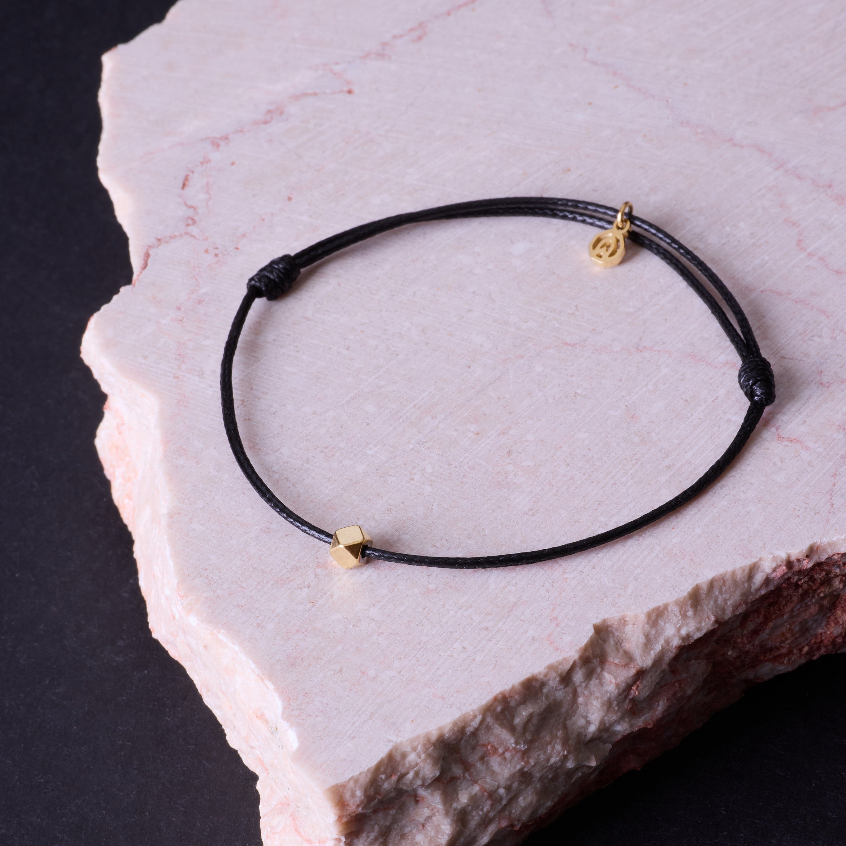 Black Cord Bracelet In Gold