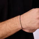 Black Cord Bracelet In Silver