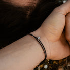 Black Cord Bracelet In Silver
