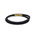Black Double Leather Bracelet In Gold