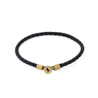 Black Leather Bracelet In Gold