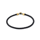 Black Leather Bracelet In Gold