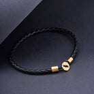 Black Leather Bracelet In Gold