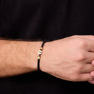 Black Leather Bracelet In Gold