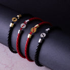 Black Leather Bracelet In Gold