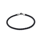 Black Leather Bracelet In Silver
