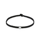 Black Octagon Macrame Bracelet In Silver