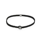 Black Octagon Macrame Bracelet In Silver