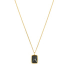 Black Stone Necklace In Gold