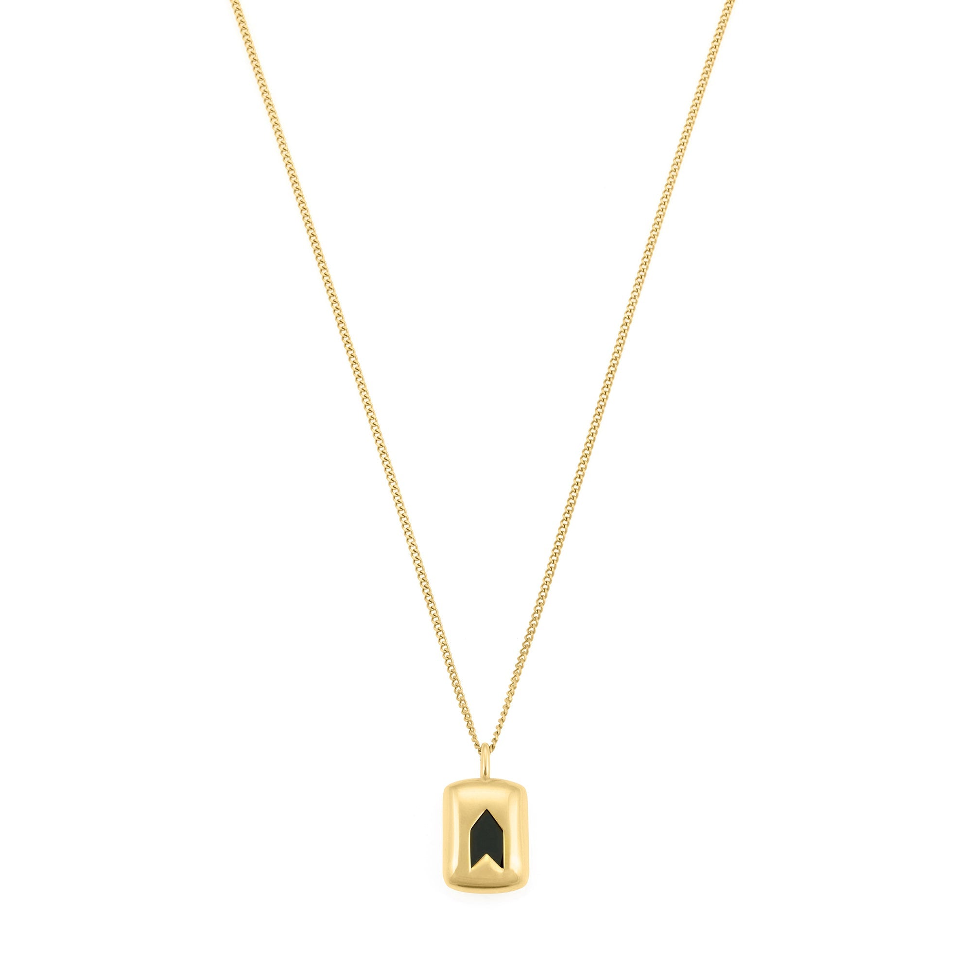 Black Stone Necklace In Gold
