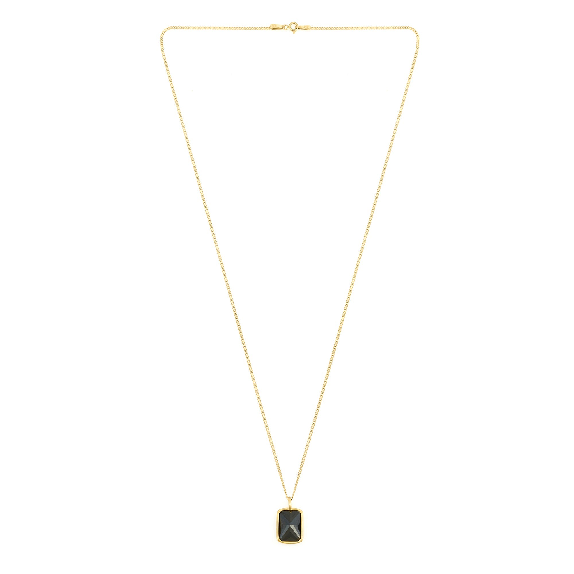 Black Stone Necklace In Gold