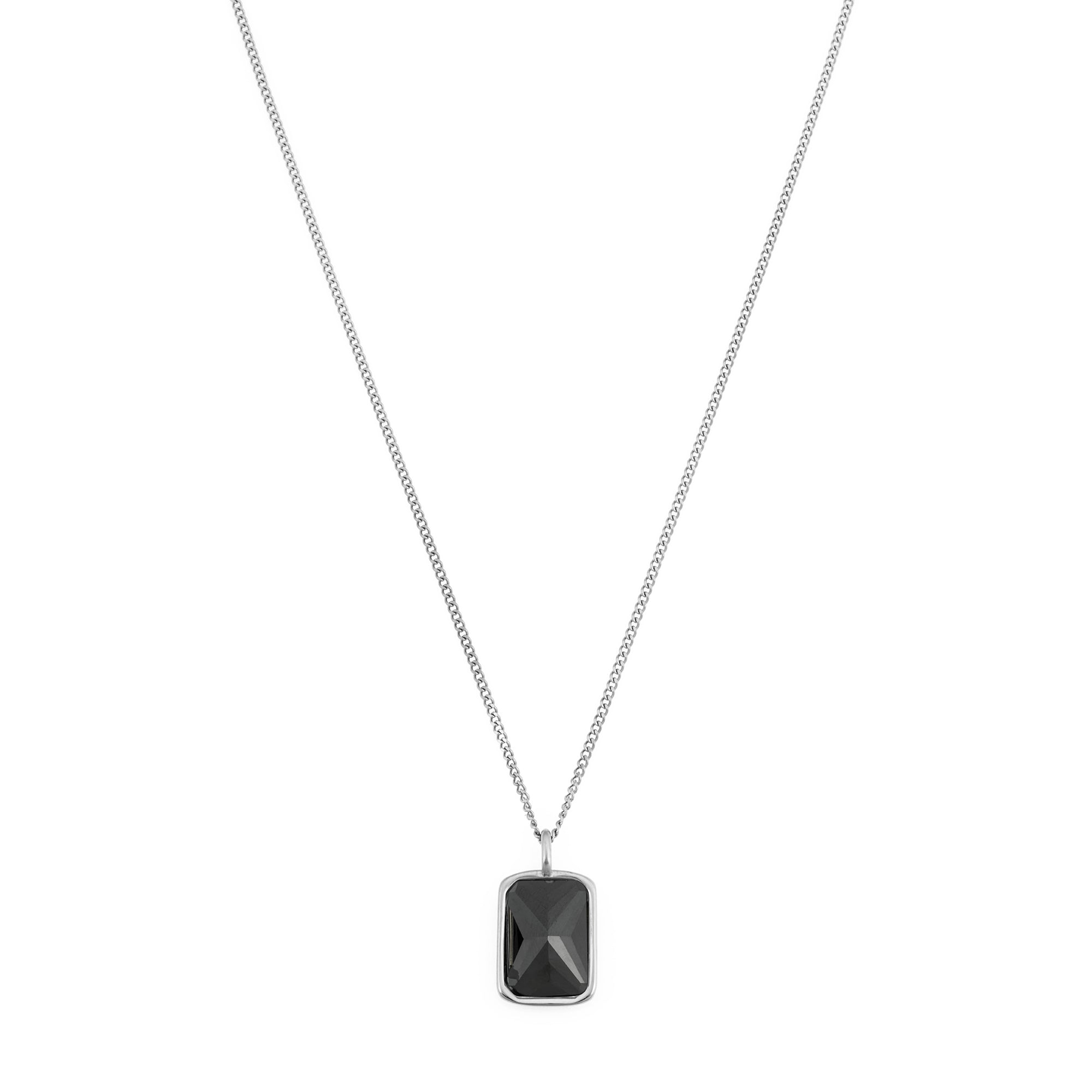 Black Stone Necklace In Silver