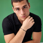 Black Woven Bracelet In Silver