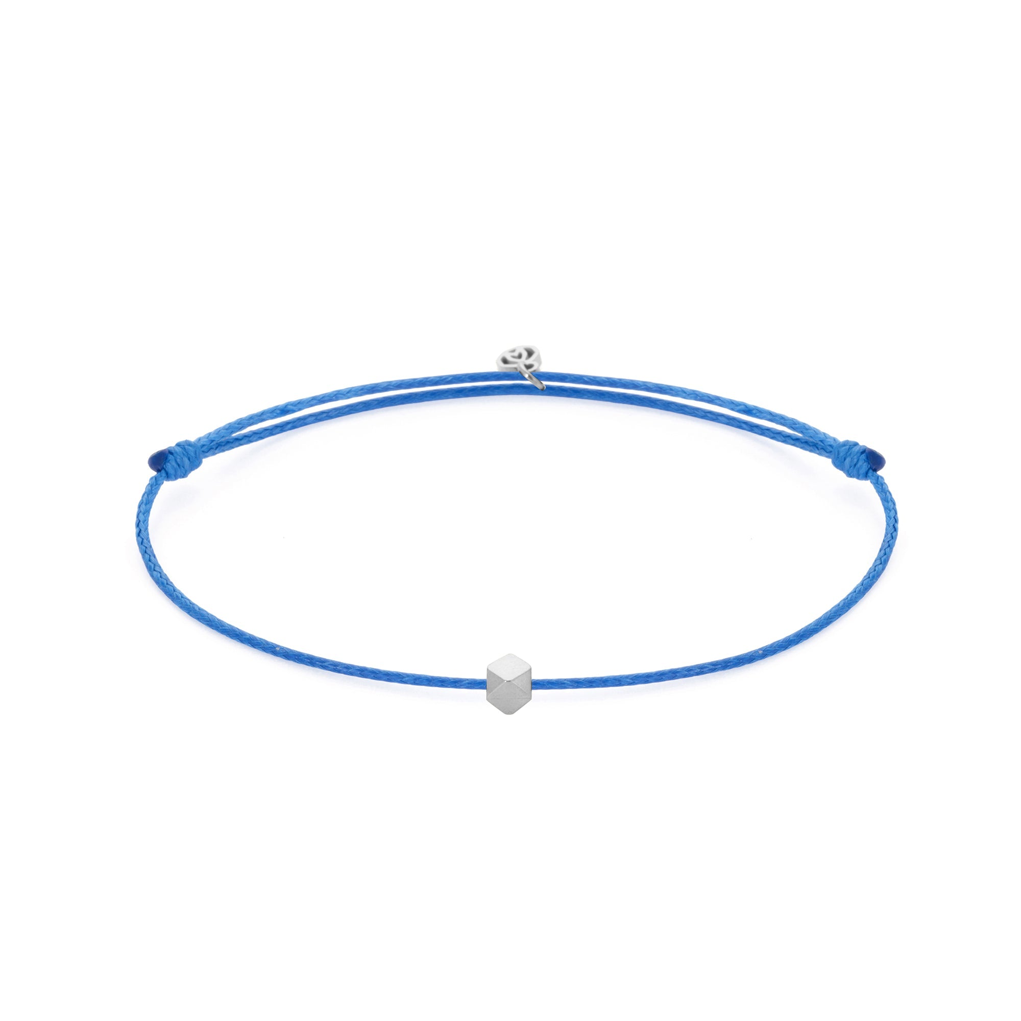 Blue Cord Bracelet In Silver