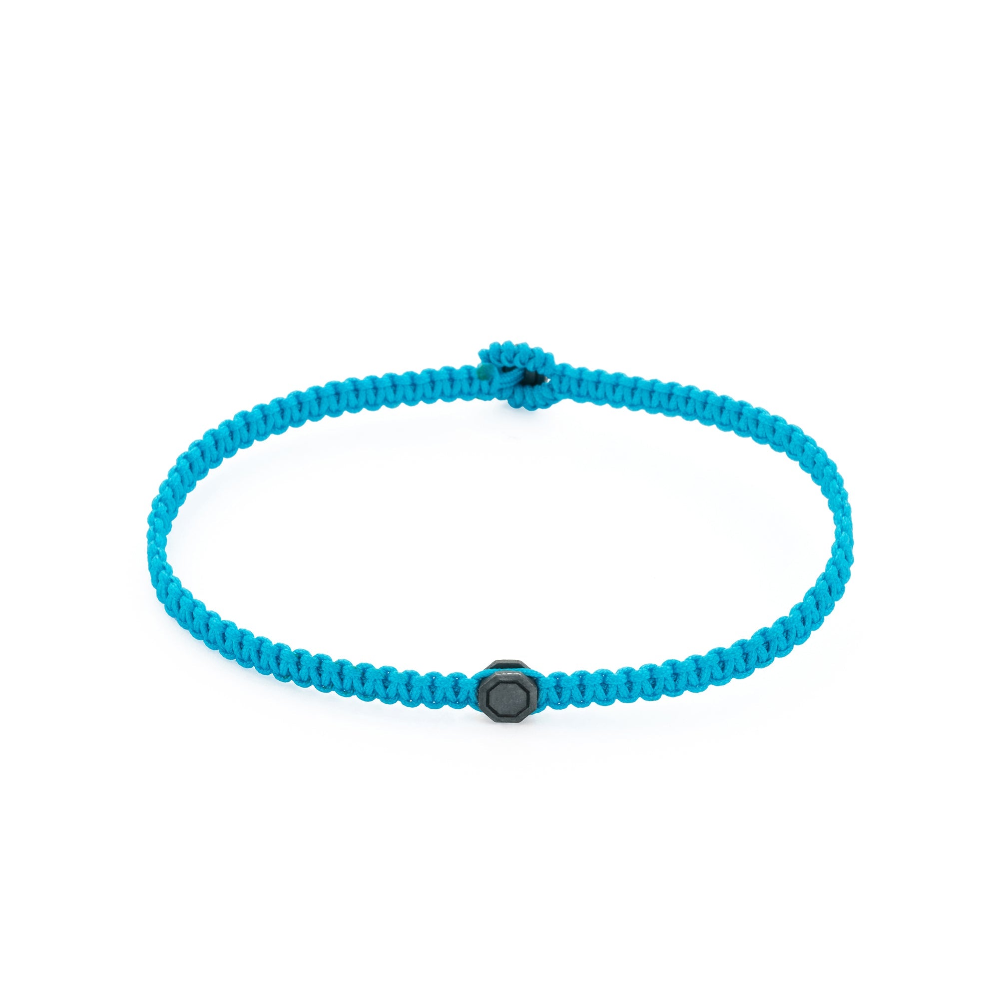 Blue Octagon Macrame Bracelet In Oxide