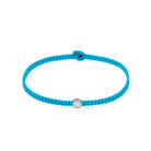 Blue Octagon Macrame Bracelet In Silver