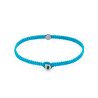 Blue Octagon Macrame Bracelet In Silver
