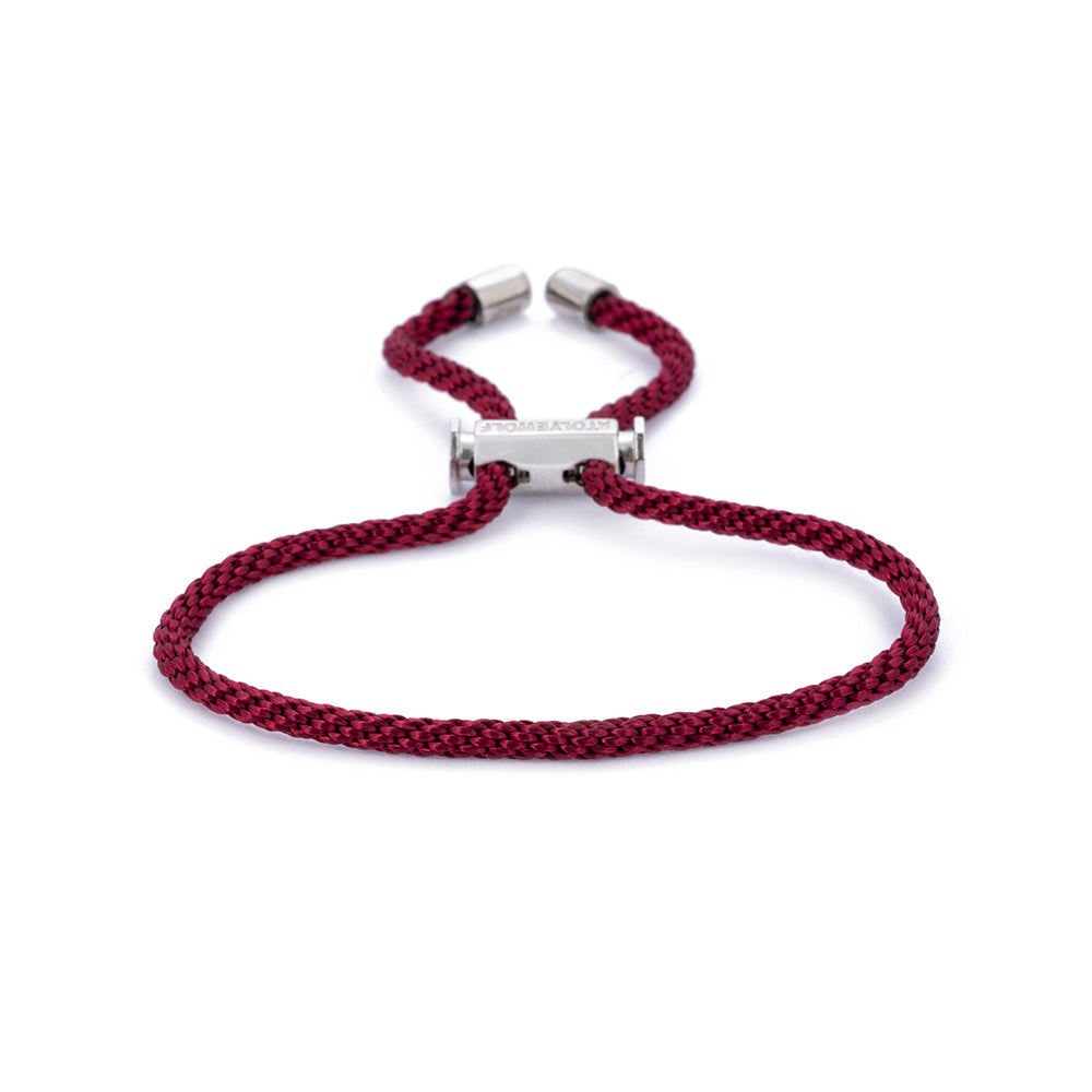 Claret Red Lace Bracelet In Silver