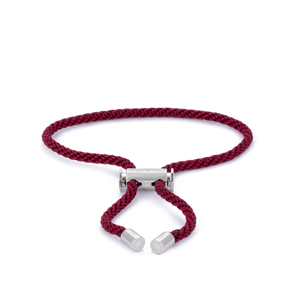 Claret Red Lace Bracelet In Silver
